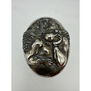 Godinger Silver Plated Music Box with Cupid Angel Design Trinket Box Vintage